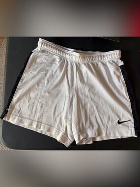 Nike Women’s White Athletic Shorts with Black Side Panels